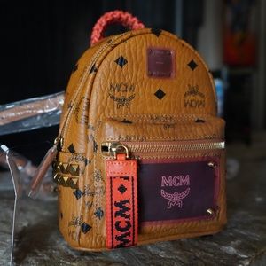 MCM Brown Printed Canvas Stark Bebe Boo Backpack